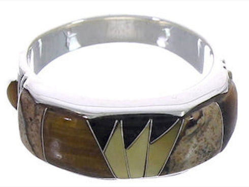 Genuine Sterling Silver Tiger Eye Multicolor Ring Size 6-3/4 AX37163